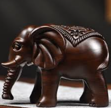 Single Carved Elephant Figurine